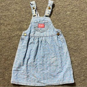 VINTAGE Osh Kosh Overalls Flowers Bibs Girl Size 5 Vestbak Looped Straps
